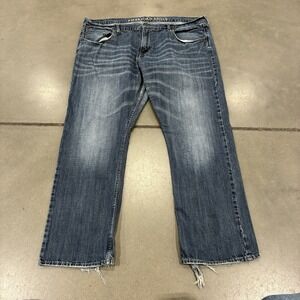 American Eagle Jeans Mens 44x32 Blue Original Straight Loose Fit Denim HEEL BITE